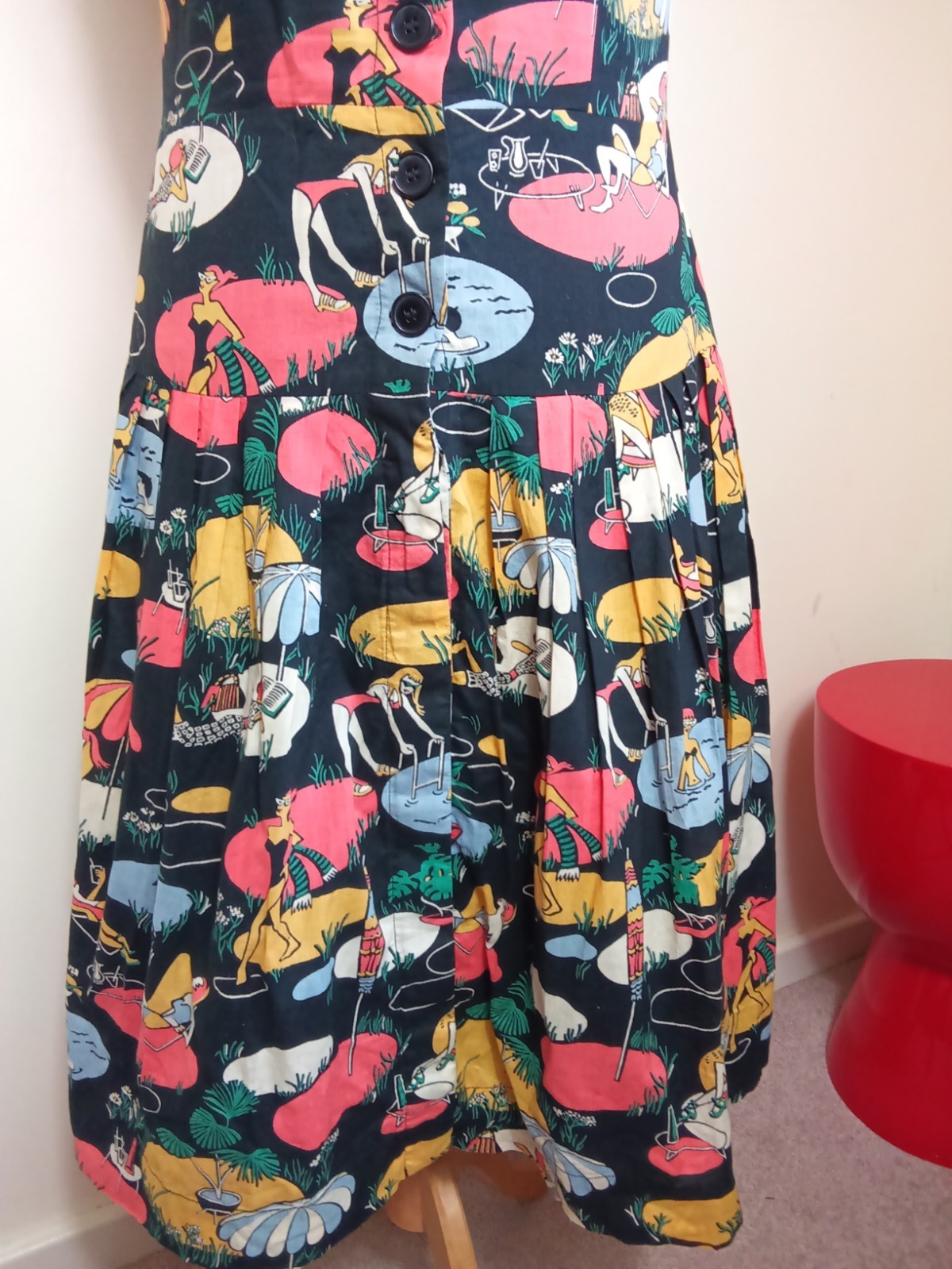 Emily and Fin Sundress Medium 12 Beach Lady Pool Print Summer Dress Pockets