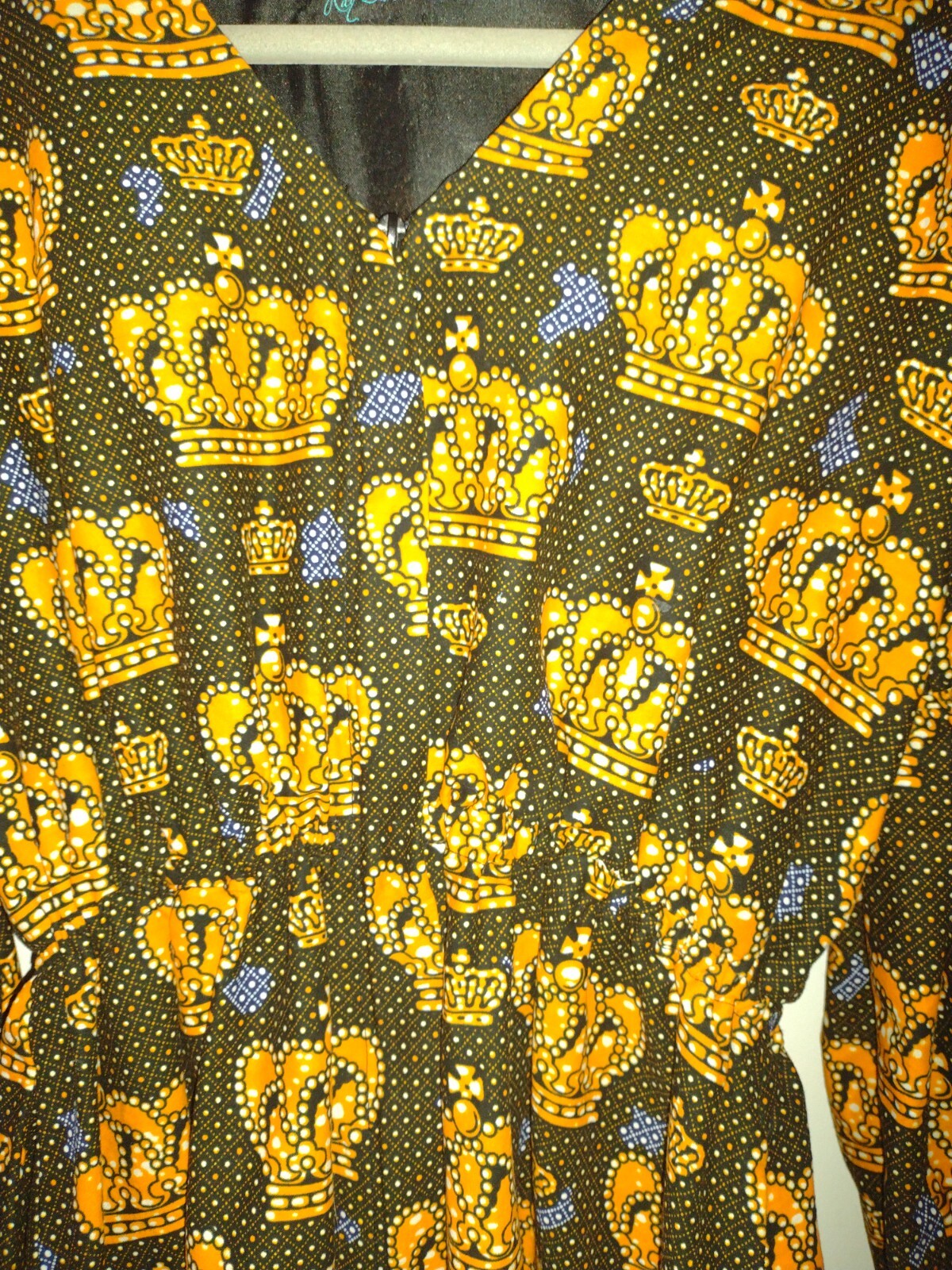 Ray Darten Dress Modern Sleeve Black Yellow Large Cotton Crown Pockets African