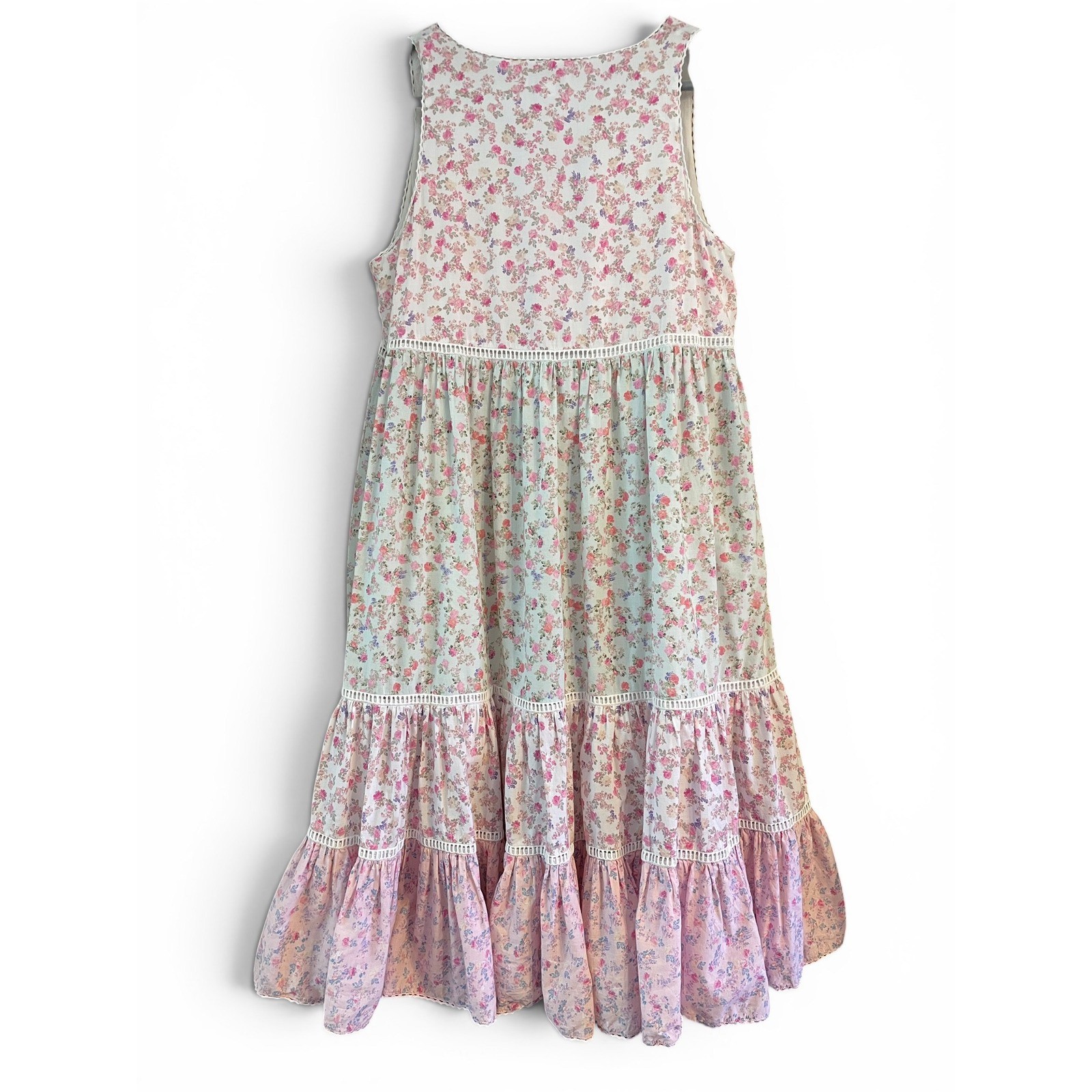 LoveShackFancy x Target Camille Pink Floral Tiered Babydoll Midi Dress S Pockets