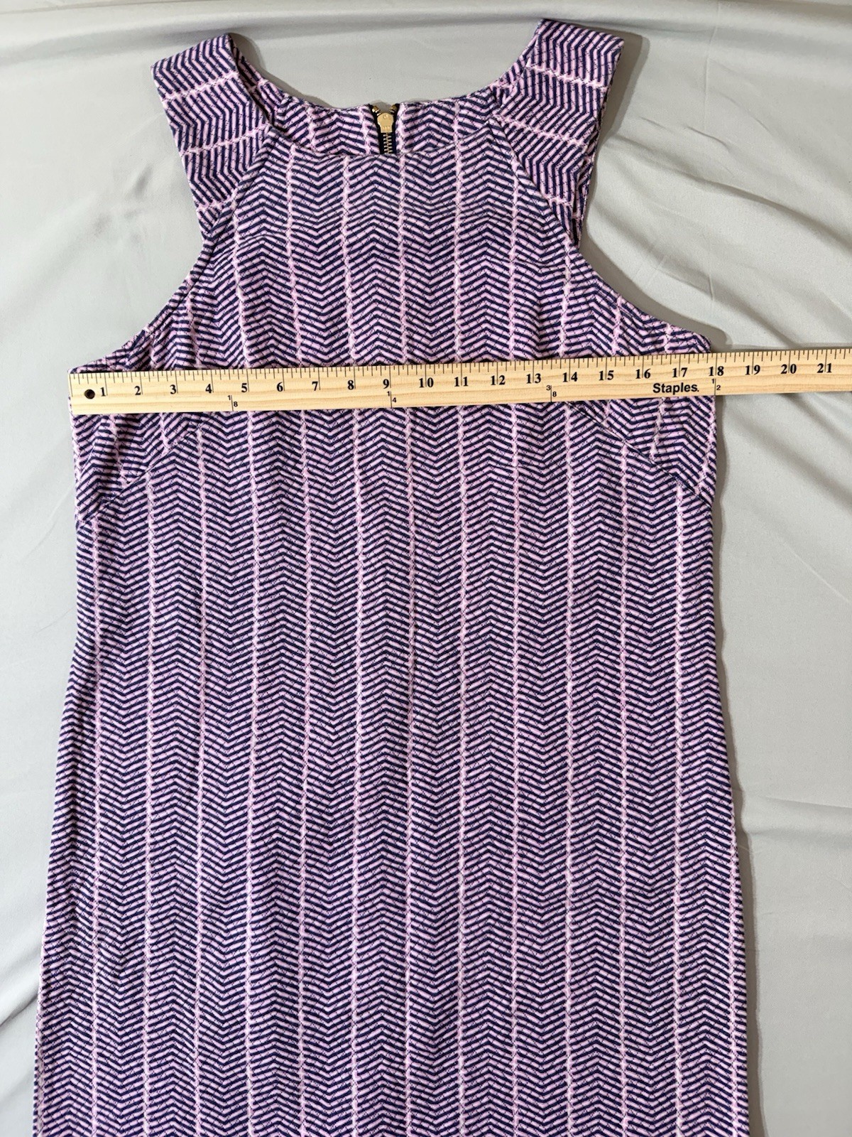 Southern Tide Chevron Shift Dress Purple Pink Navy Sleeveless 8 preppy, beachy