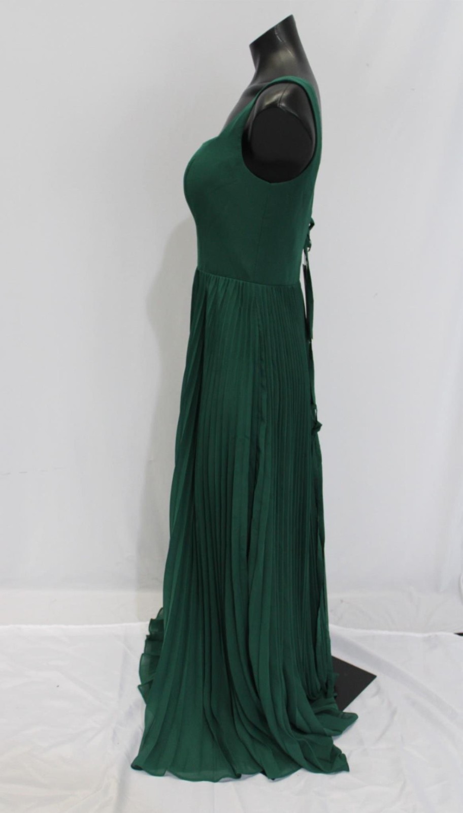 Ryanth Women’s Pleated Detail Solid Print Corset Back Dress NC3 Green Size 6