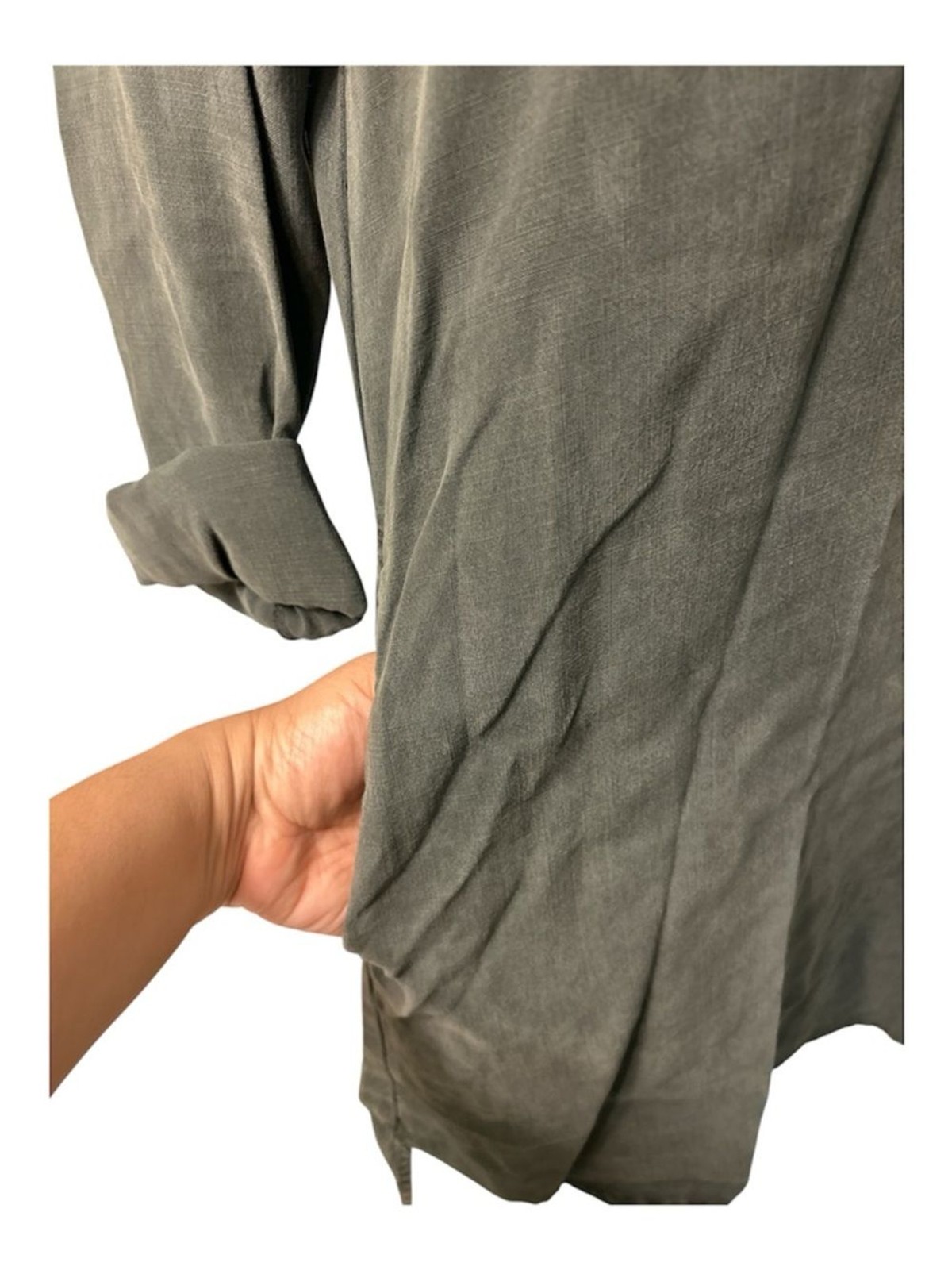 cloth & stone Olive Green Button-Up Shirt Dress Tencel Size Small