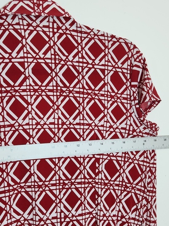 NY Collection Red and White Print Wrap Dress Size Large