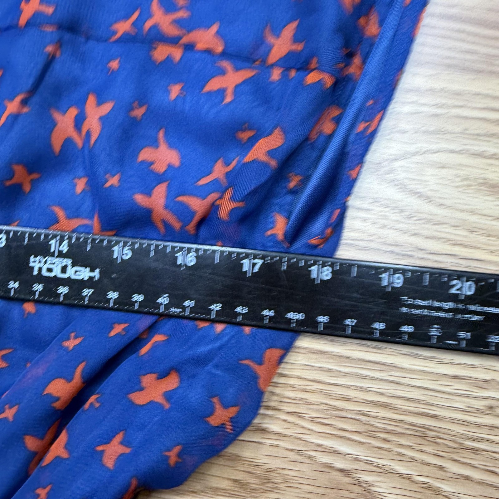 Tulle Dress Womens Small Navy Orange Bird Print Elastic Waist Lined Cap Sleeve