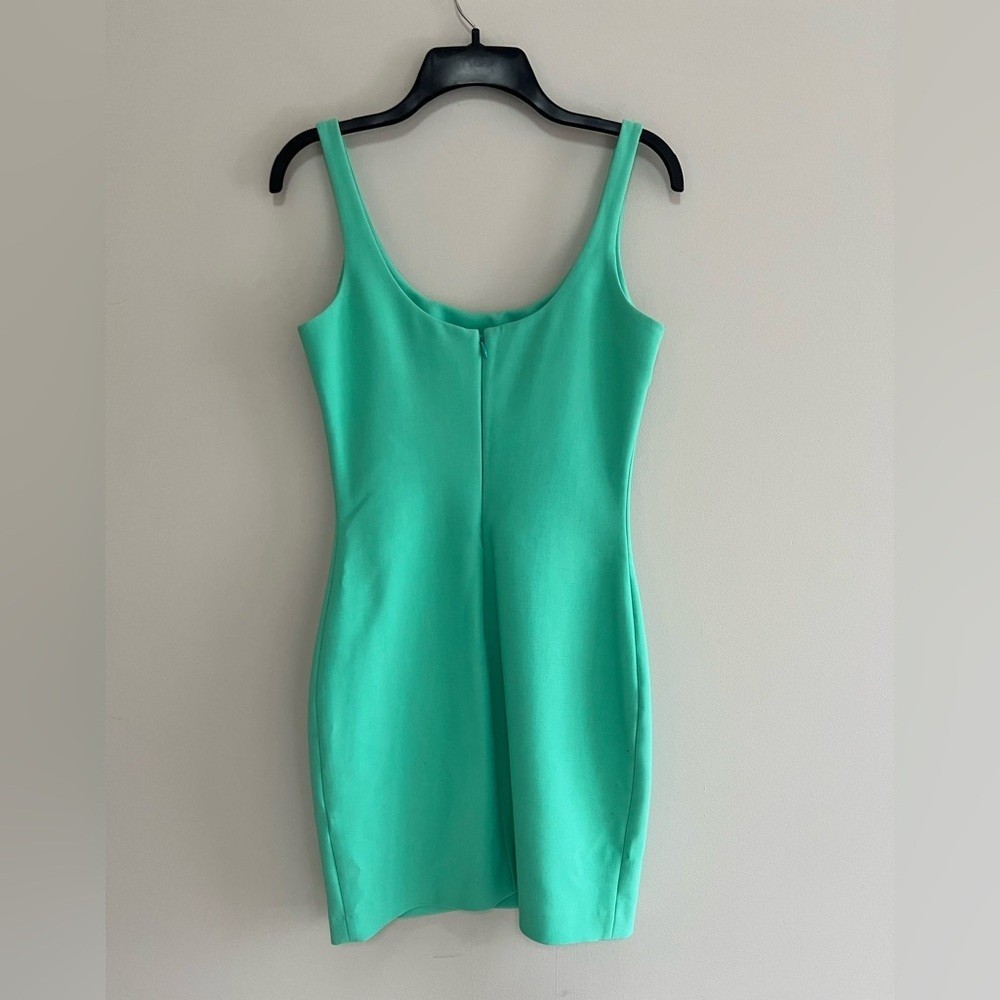 Likely Rounded Neck Body Con Unlined Sheath Sleeveless Mini Dress Aqua Green, 4