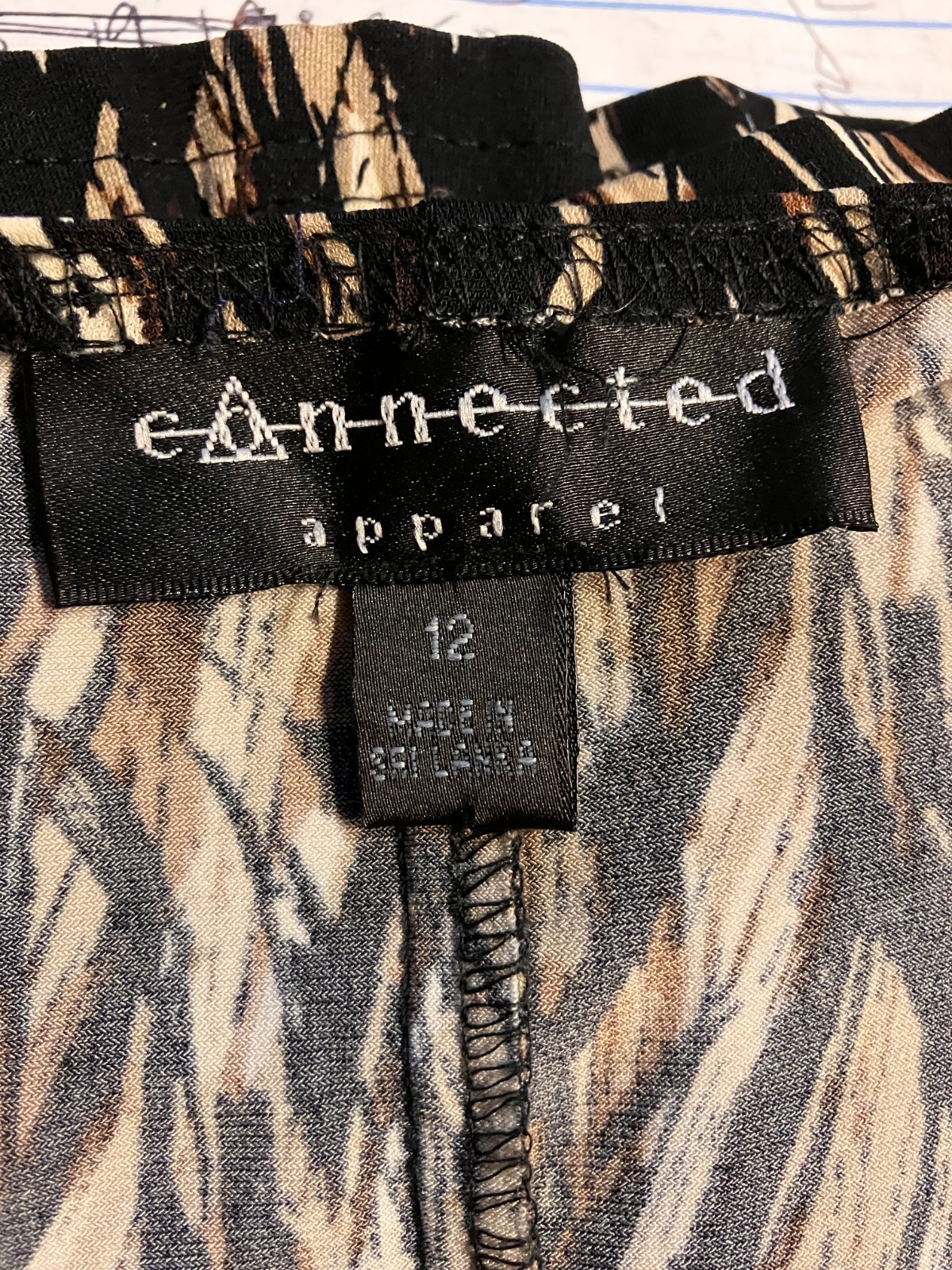 Connected Apparel Black Beige Brown SS Stretch Polyester Pullover Dress 12 EC!