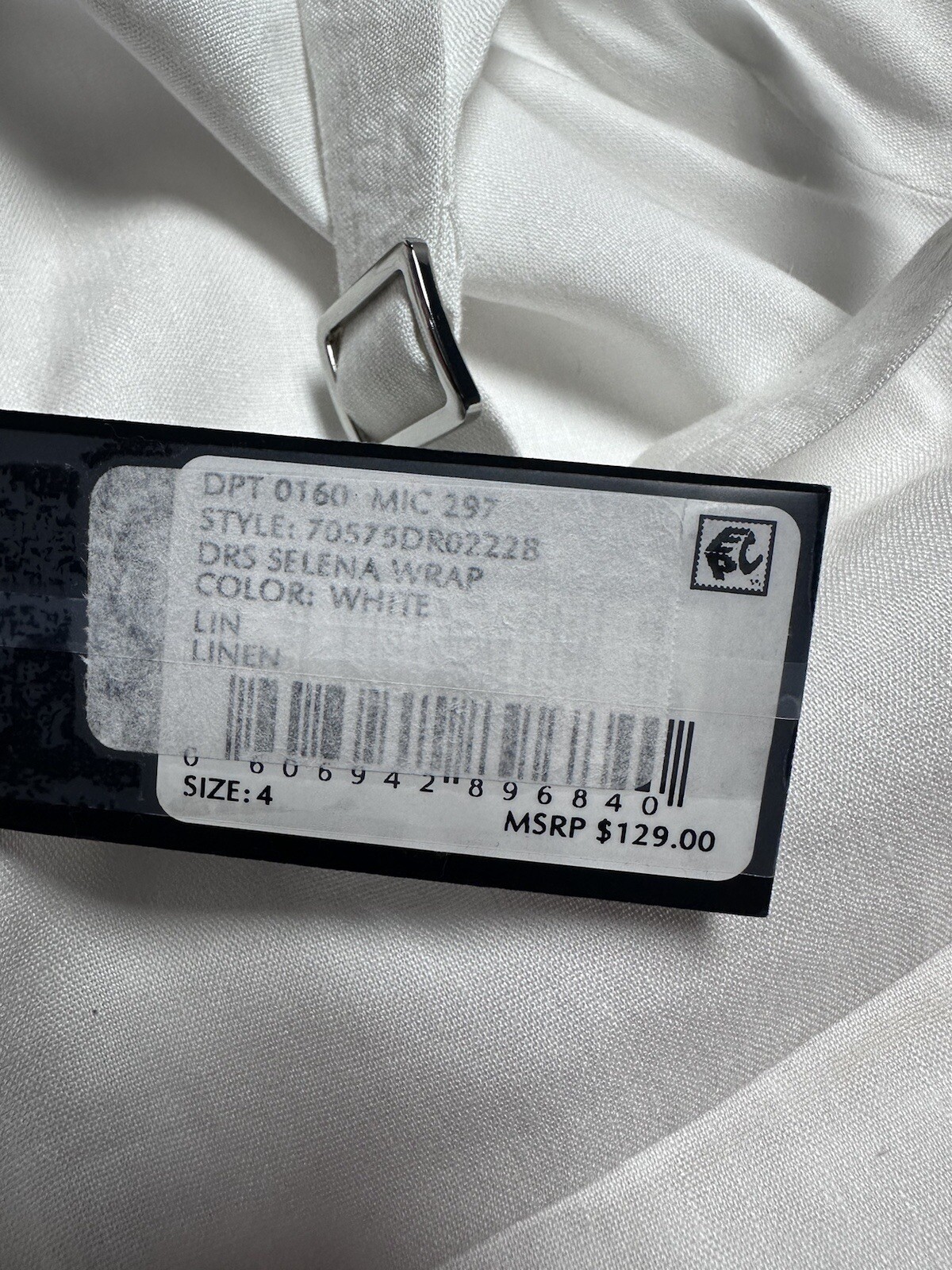 Gianni Bini Sheath Dress Wrap 4 Linen Blend Belt Spaghetti Straps White NW $129