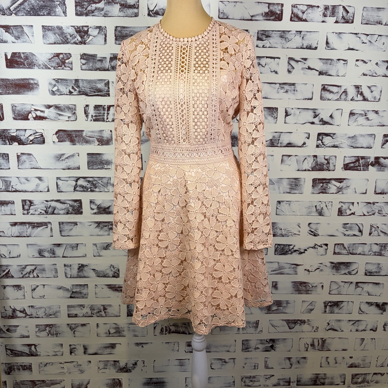 Reserved Woman’s Pink Lace Dress Size 8 Pink Cottage Core Chic Coquette Dainty