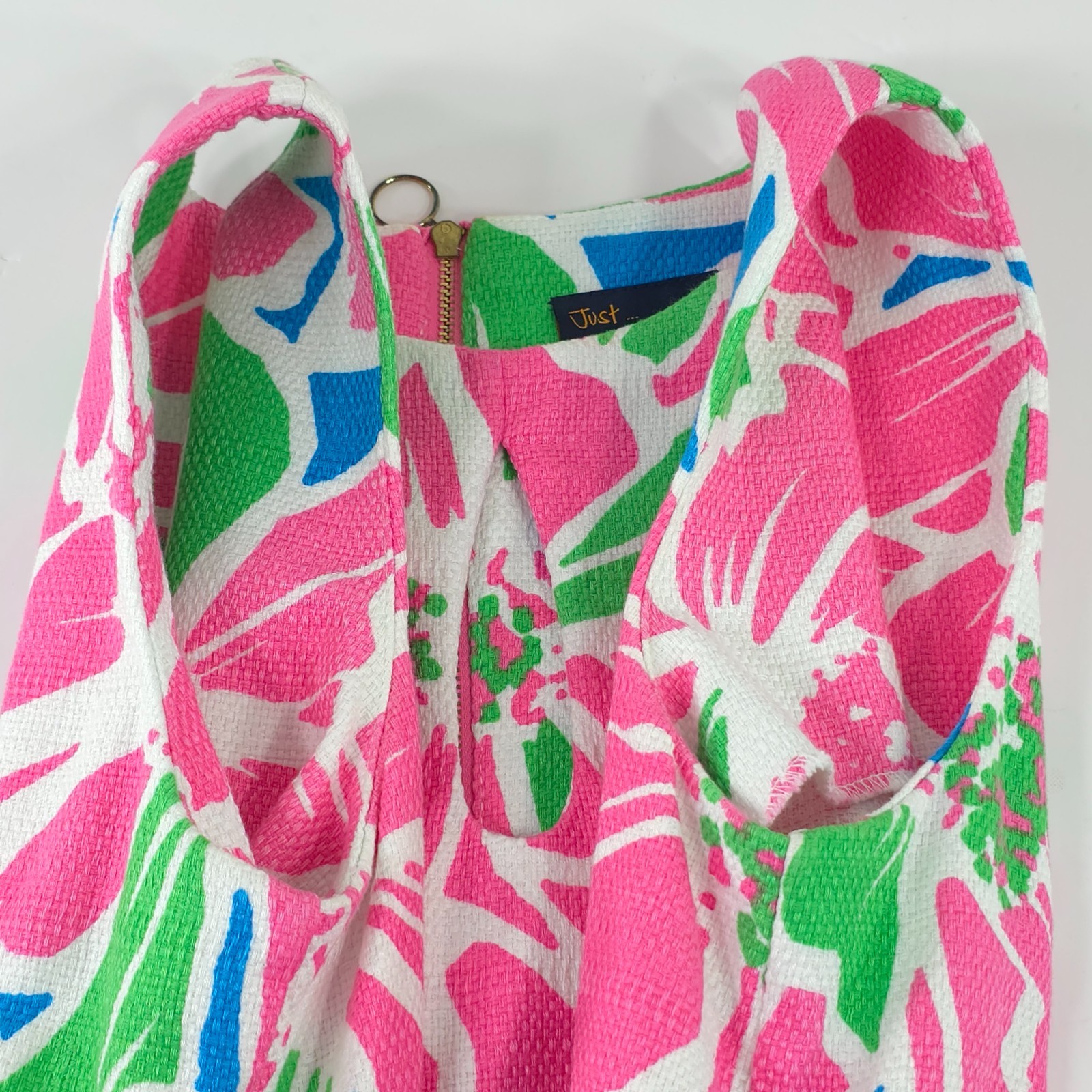 JUST TAYLOR PINK FLORAL PRINT SHIFT MINI DRESS WOMEN’S SIZE 8 SLEEVELESS STRETCH