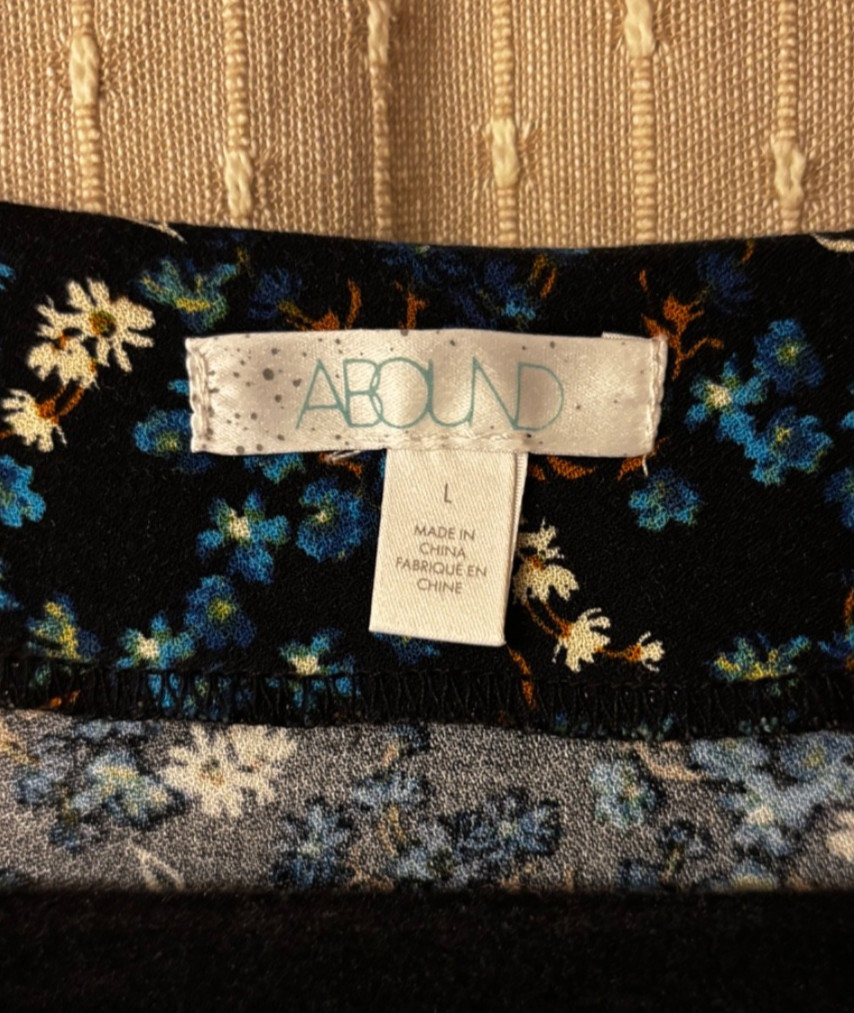 Vintage Abound Button Front Floral Blue Dress Large
