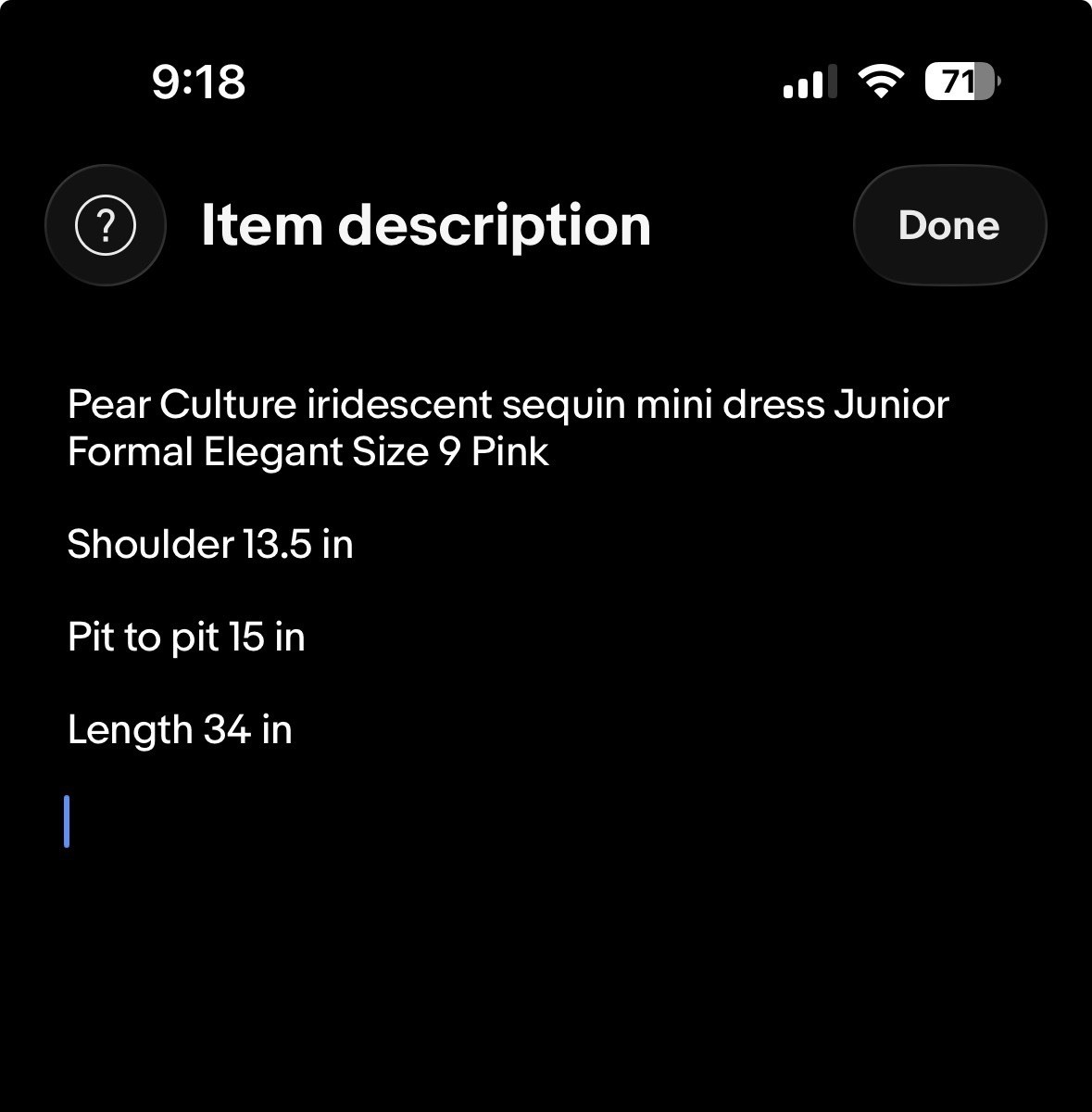 Pear Culture iridescent sequin mini dress Junior Formal Elegant Size 9 Pink