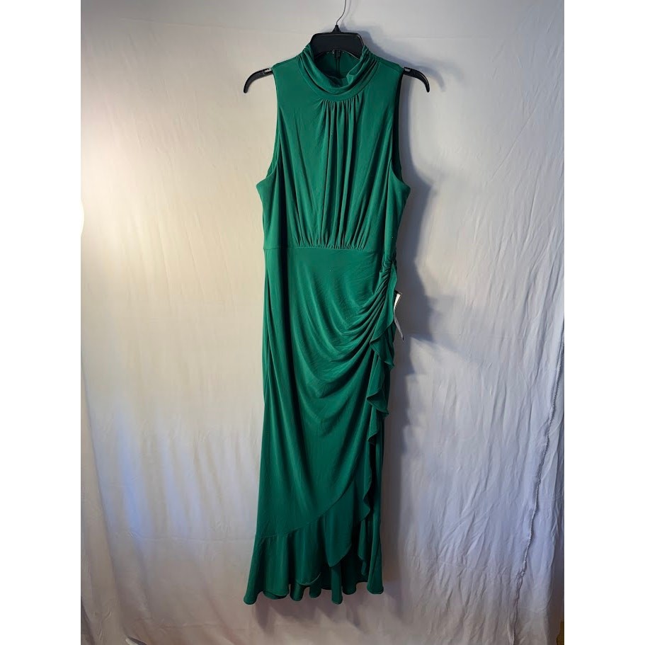 XSCAPE Womens High-Neck Ruffled-Fron Green 14