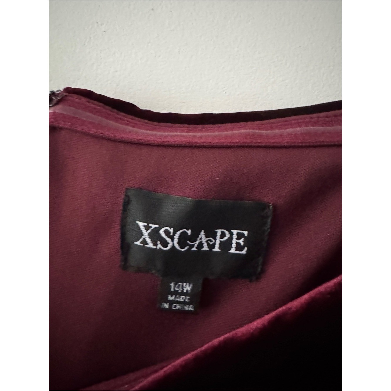 Xscape NEW Ruched Ruffle Off the Shoulder Velvet Cocktail Dress Burgundy