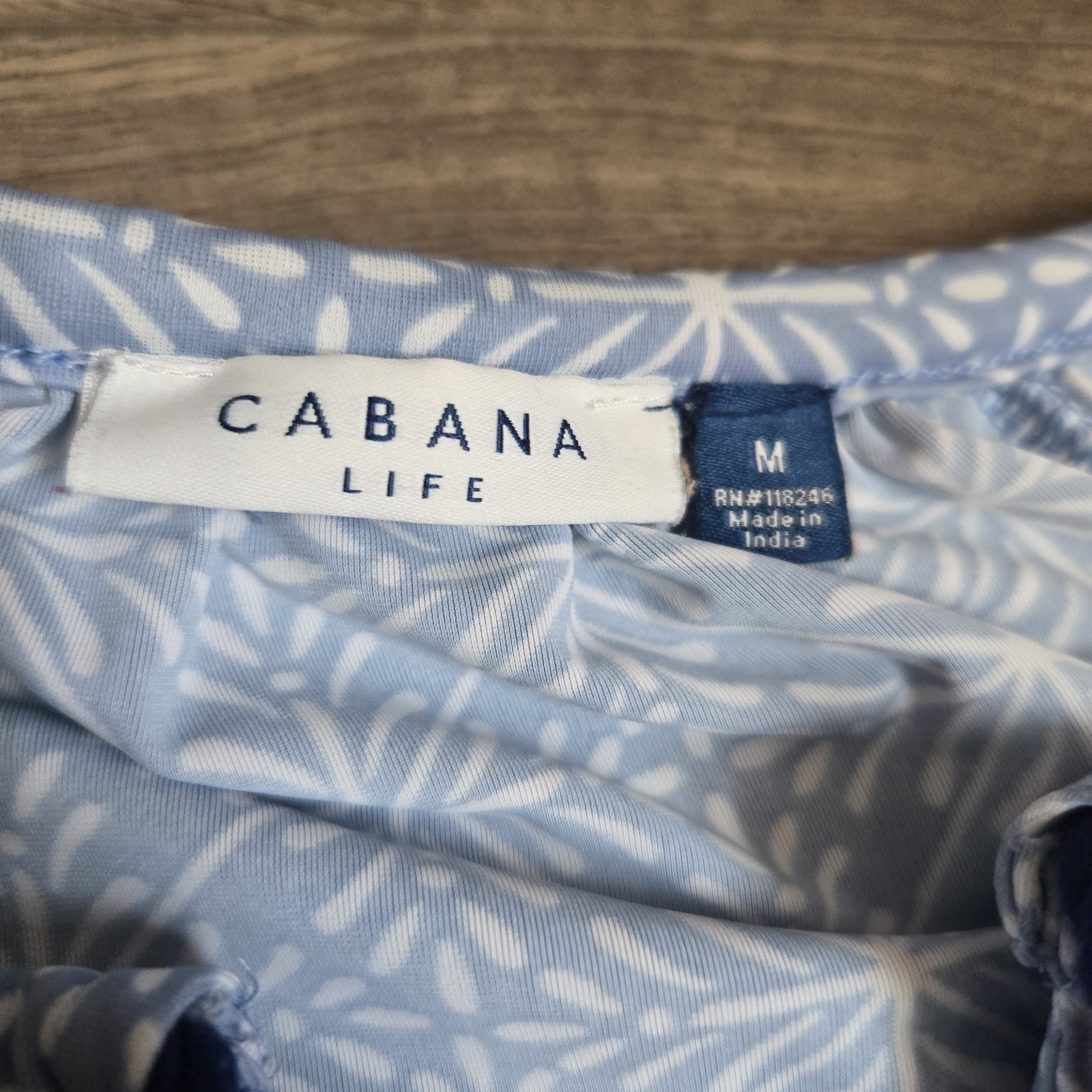 Cabana Life Embroidered Geometric Tassel UPF Dress Cover-Up Blue Pink Medium M