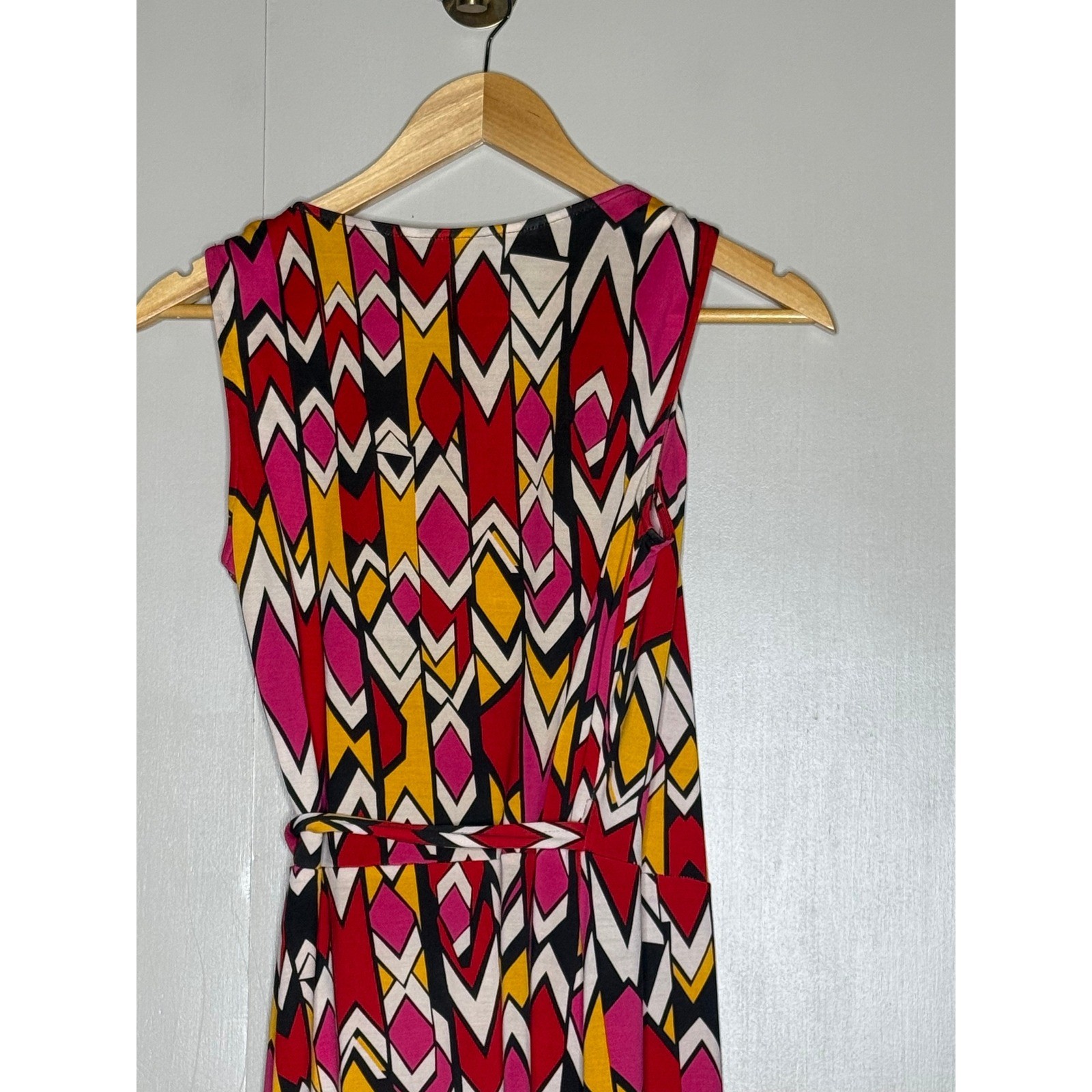 Diane von Furstenberg Silk Jersey Wrap Dress Geometric Print Size 8