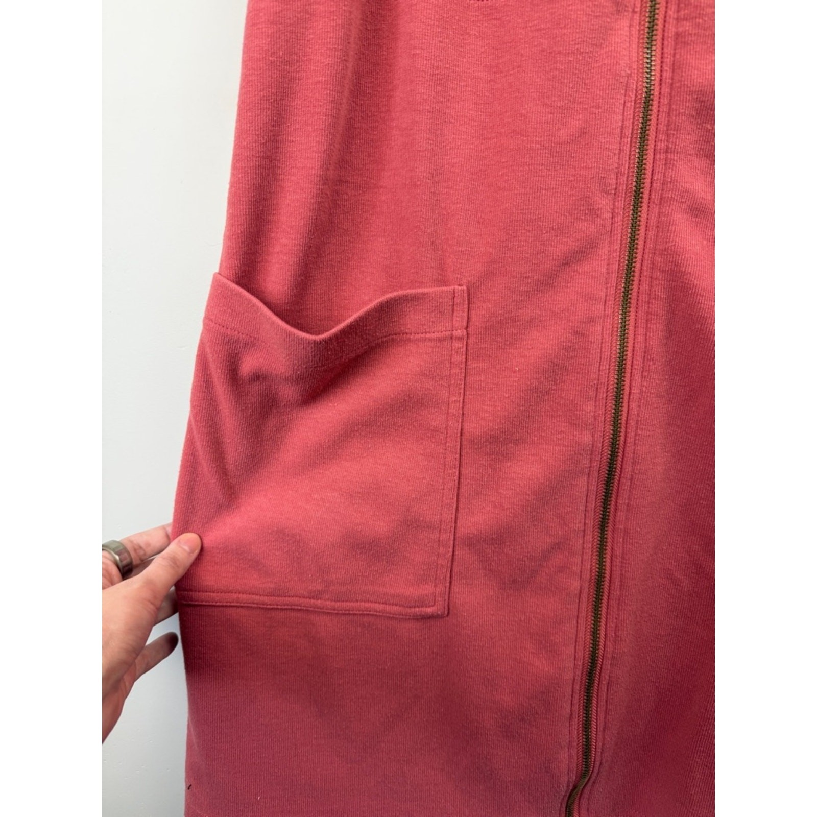 Roolee Dusty Rose Zip Front Overall Dress XL