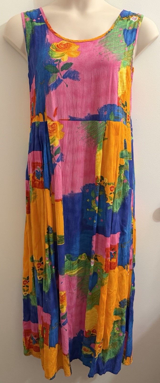 JAMS WORLD VINTAGE 90’S FLORAL DRESS LARGE L FLOWER HEART W334 CRUISE RESORT Y2K