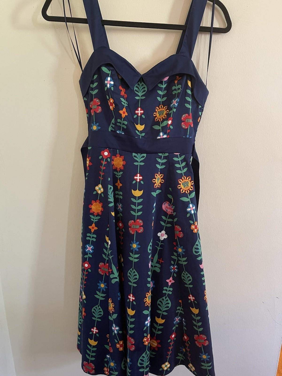 Disney Parks Authentic It’s a Small World “Goodbye” Floral Flared Tea Dress XS