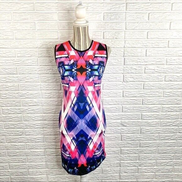 Just Love Multicolored Geometric Patterned Dress Size Large