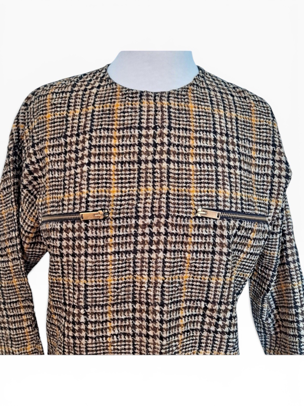 Archival Celine by Phoebe Philo 2011 Pre-Fall Silk Houndstooth Dress FR 34 US 2