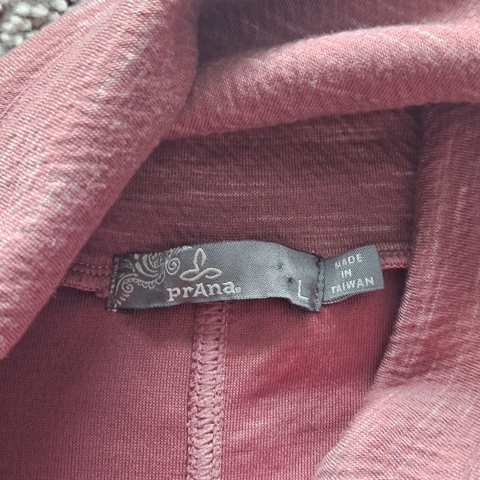 Prana Sunrise Sweatshirt Dress Size L Cowl Neck Pink Heathered Pockets Gorpcore