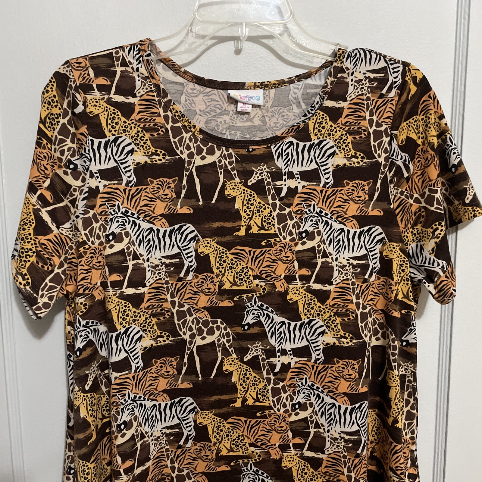 NWOT LuLaRoe JESSIE Medium Jungle Animal Print Zebra Giraffe Dress Side Pockets