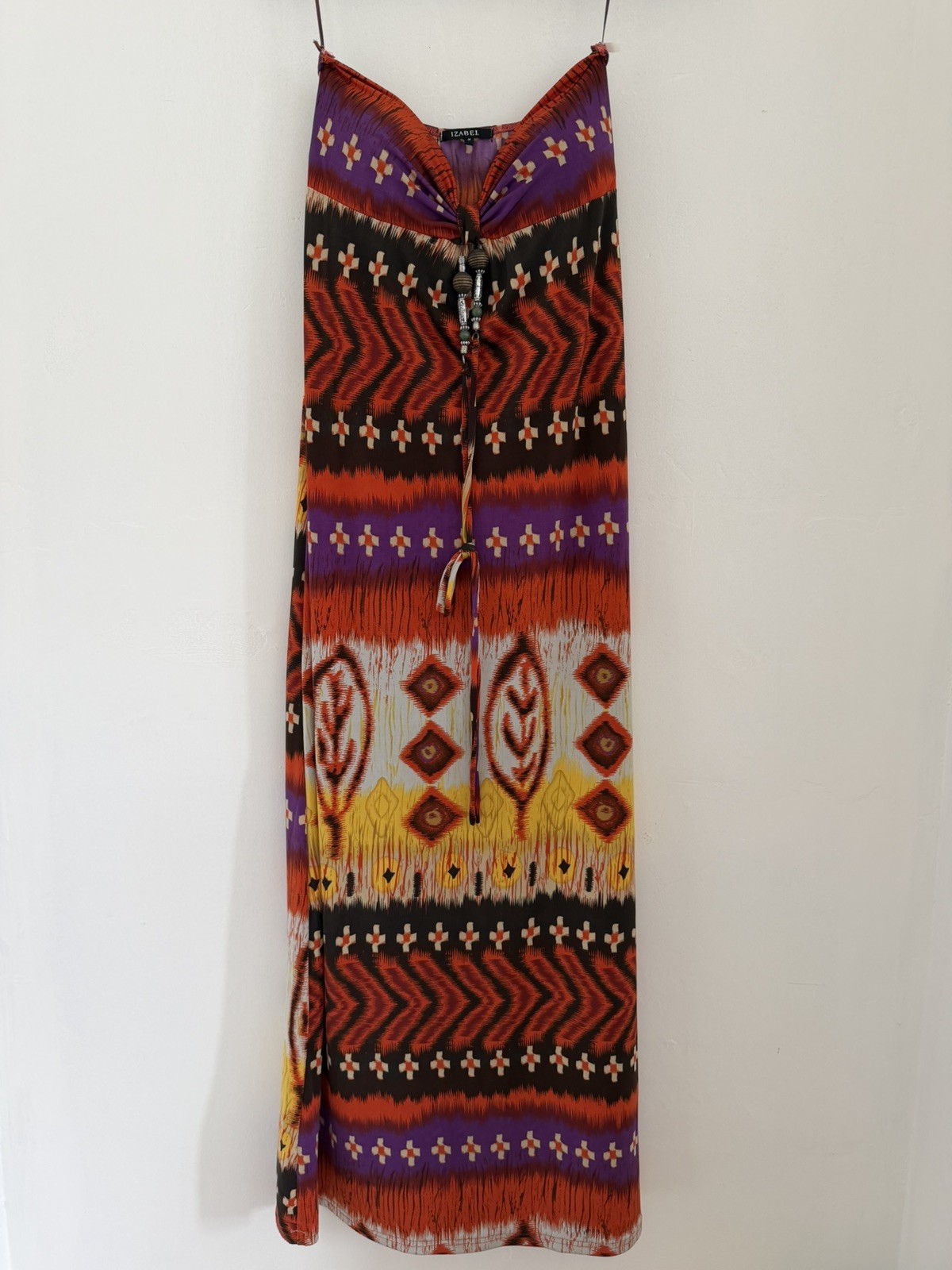 Izabel London Strapless Maxi Dress Aztec Geometric Bandeau Summer Holiday