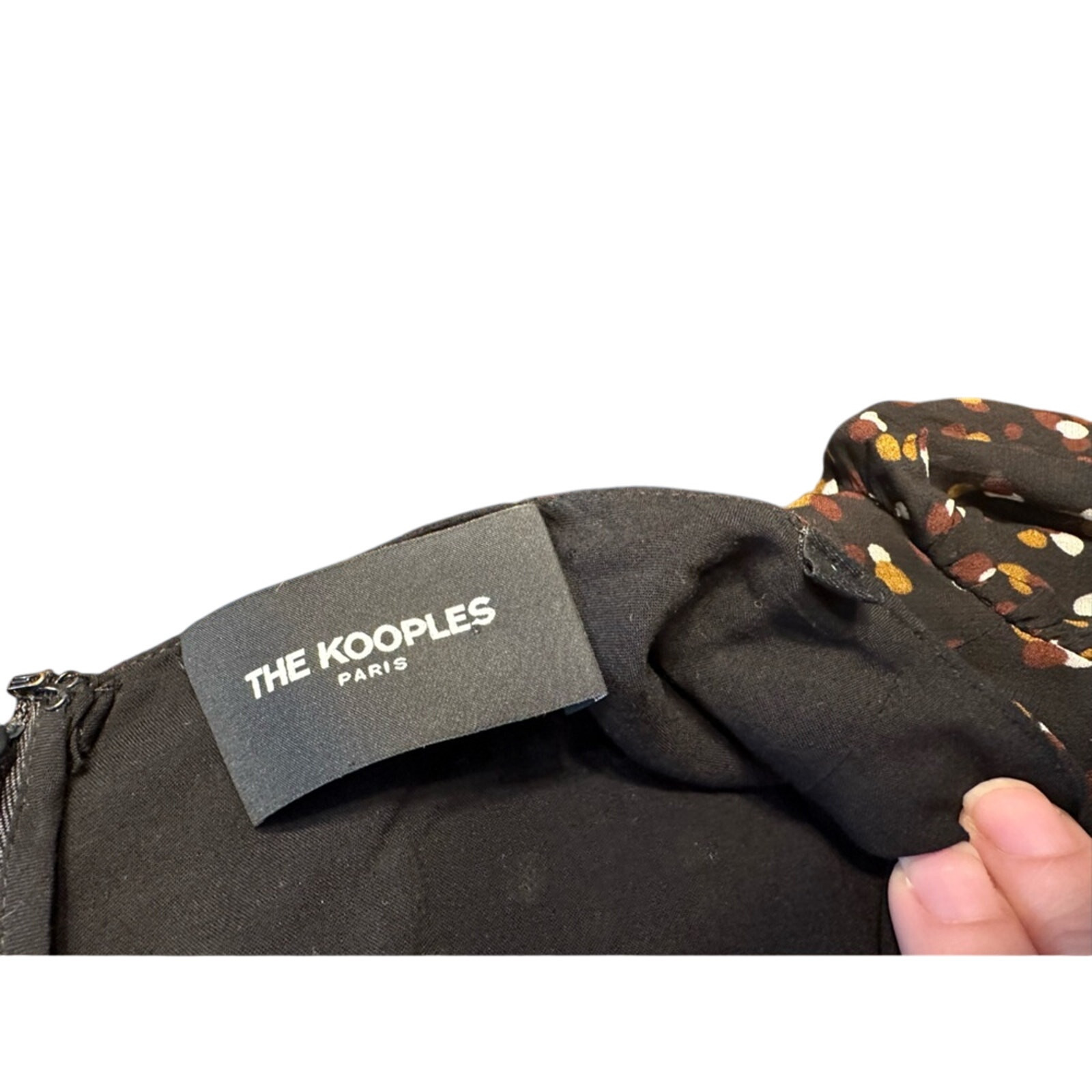 The Kooples Polka Dot Button Print Mini Size 4 Black Brown EUC