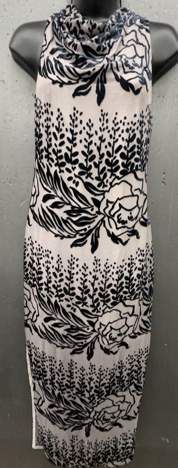 Free People Dress 2 Cream Black Silk Velvet Burnout Sleeveless Dark Romantic
