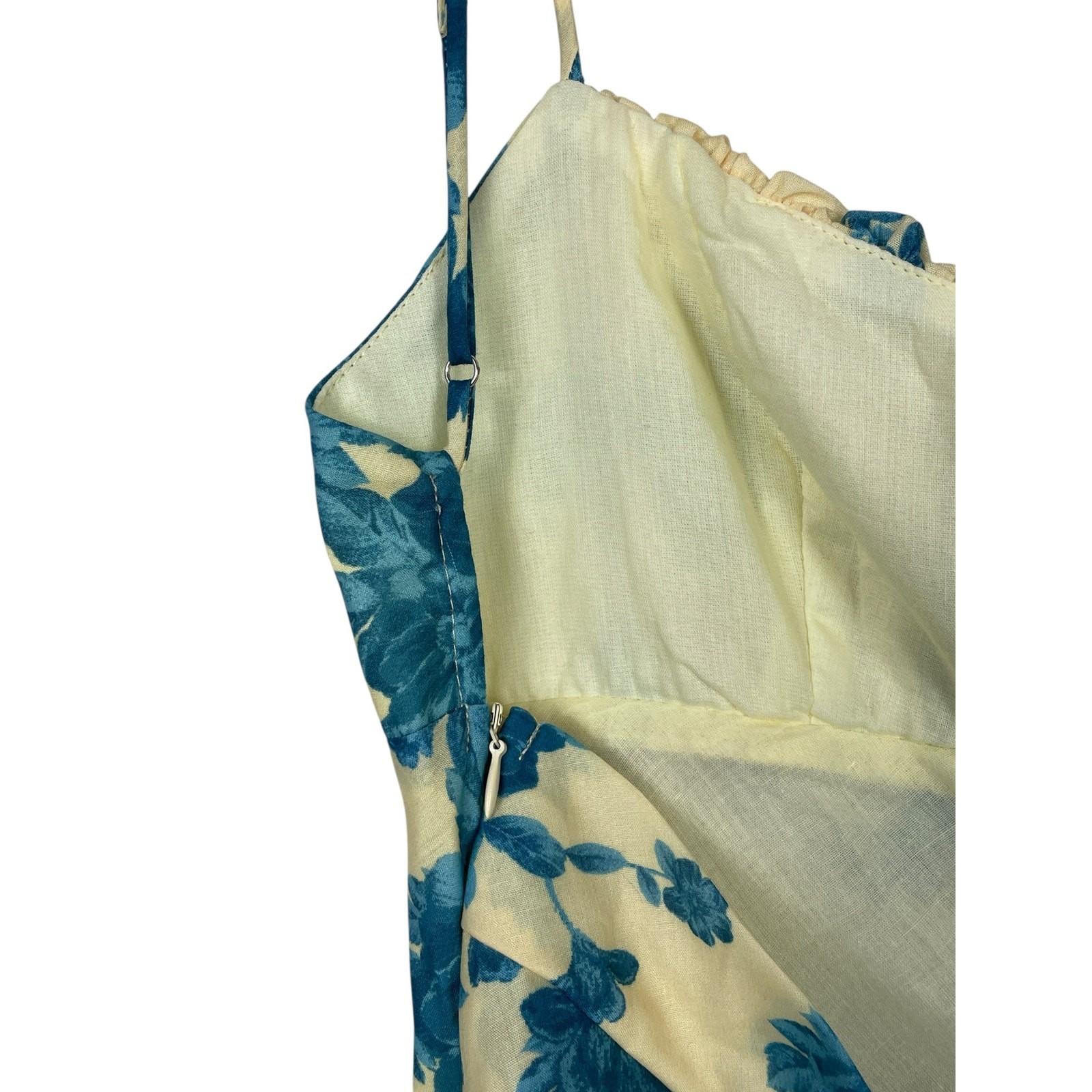 Billy J Margie Midi Dress Yellow Blue Floral Size 14 Romantic Wedding Guest