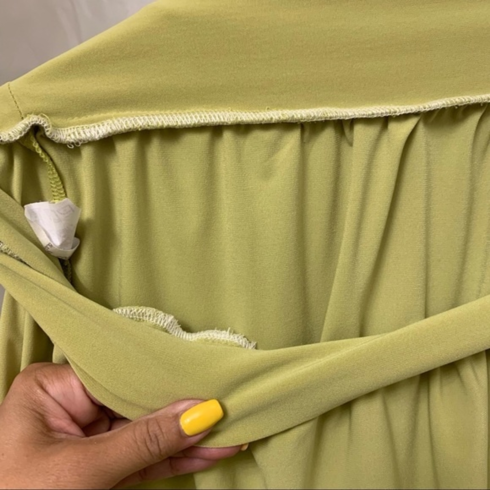 Lime Green Turtleneck Pleated Balloon Mini Dress 3/4 Sleeve Size Small