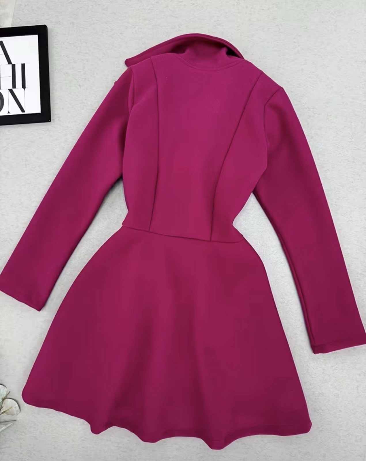 Women’s Slim-Fit Double Breasted Blazer Dress Hot Pink Notched Lapel Size XXL