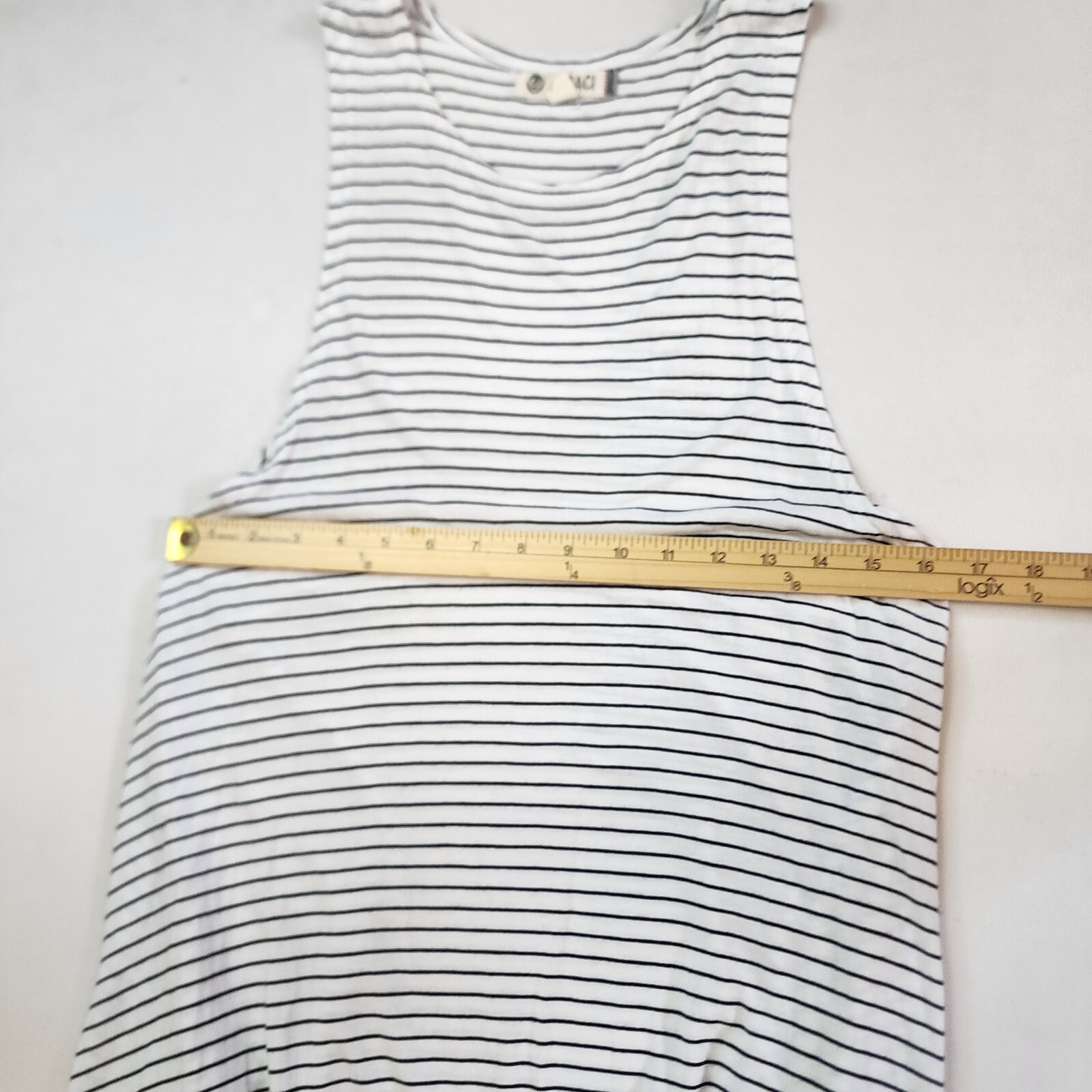 Lagaci Dress Large White black Pockets Beach Tank Coastal Coverup Boho Casual