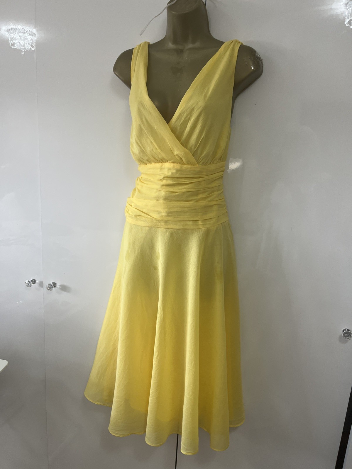 Gorgeous! MONSOON UK 16 Yellow Oriane Fit & Flare 50’s Style Dress
