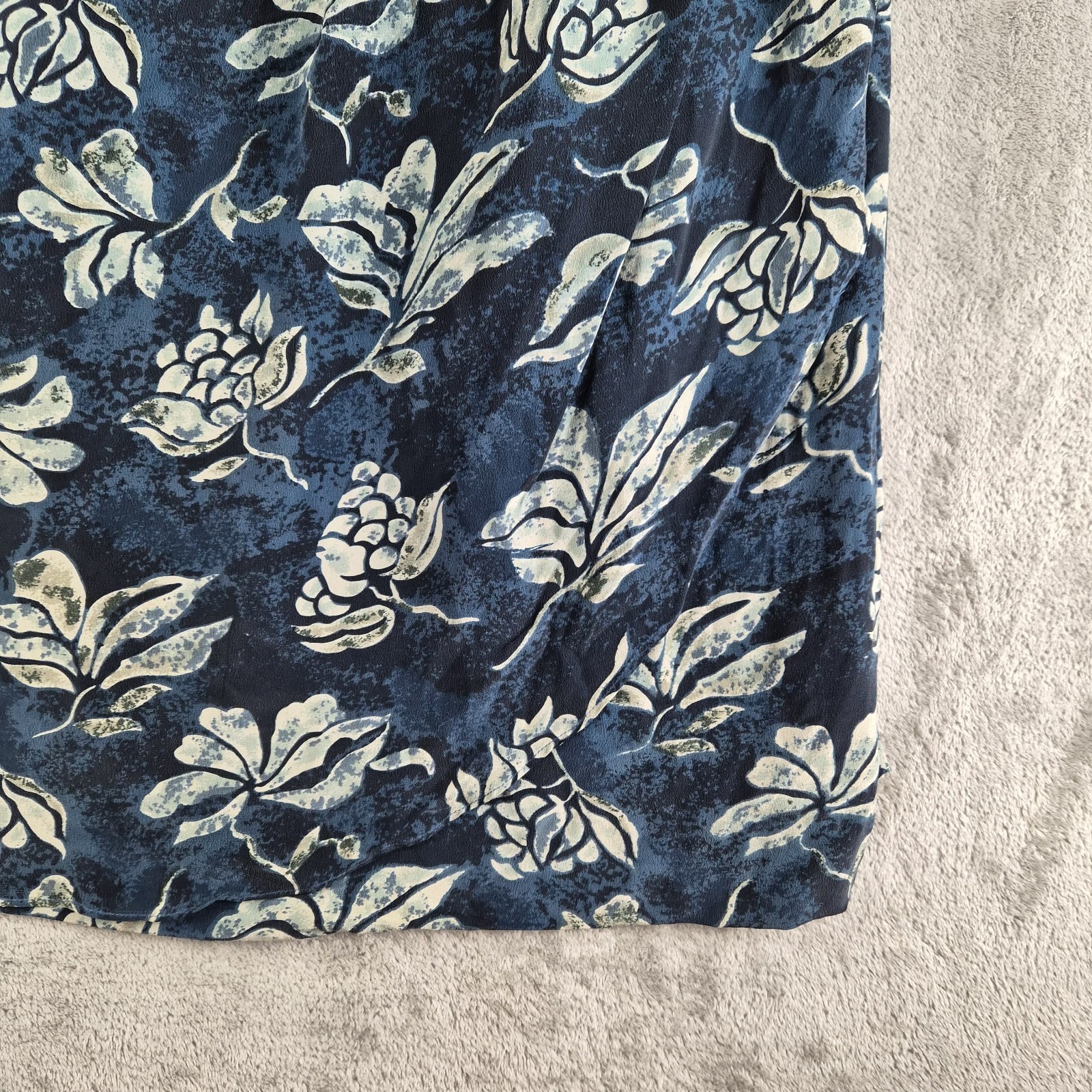 Nancy Crystal Midi Dress Medium Navy Blue Floral Silk Sleeveless Event Party