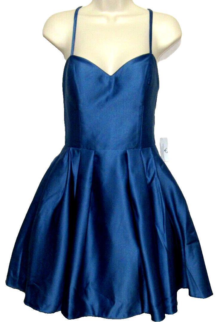 Blue Satin Fit & Flare Dress Juniors 7 Formal Prom Wedding Ballet Princess Fairy