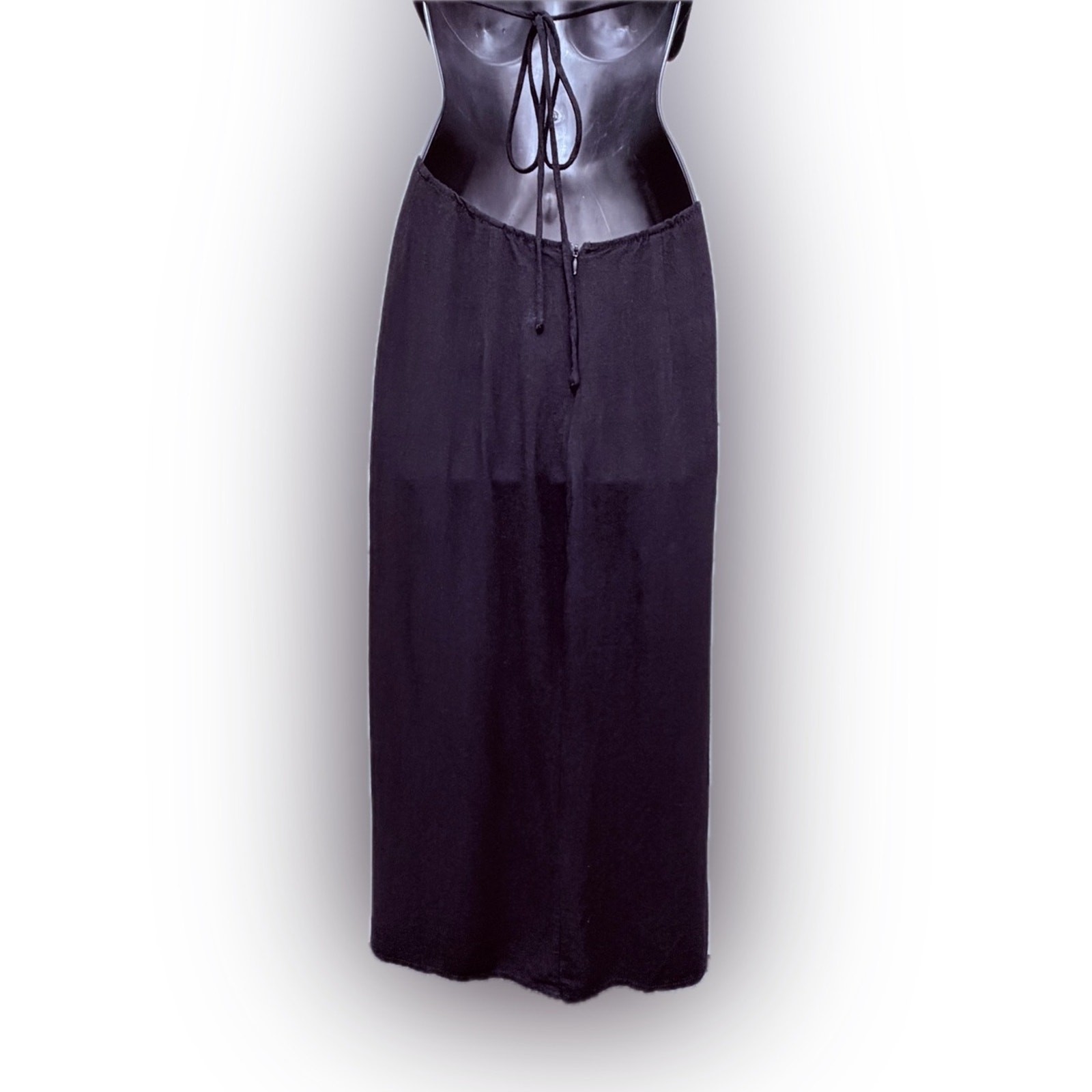 Hello Molly Black Cutout Open Back Puff Sleeve Maxi Dress Size Small