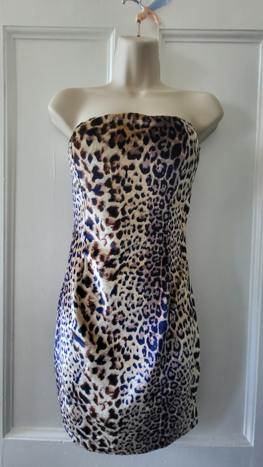 New Leopard Print Pull-On Velvet Dress Non Wired Padded Bandeau