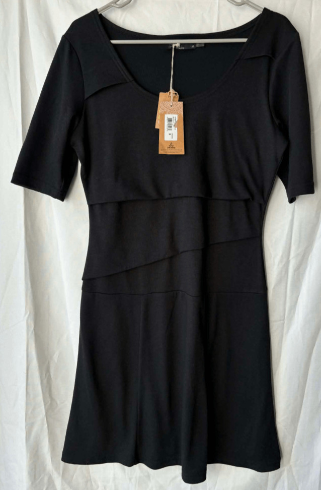 Prana Abilene Dress Half Sleeve Wool Polyester Blend Black Womens Size Medium