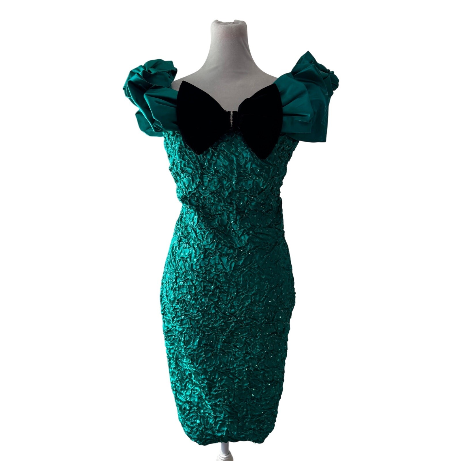 Vintage ‘90s Steppin’ Out Teal & Black Bodycon Cocktail Dress