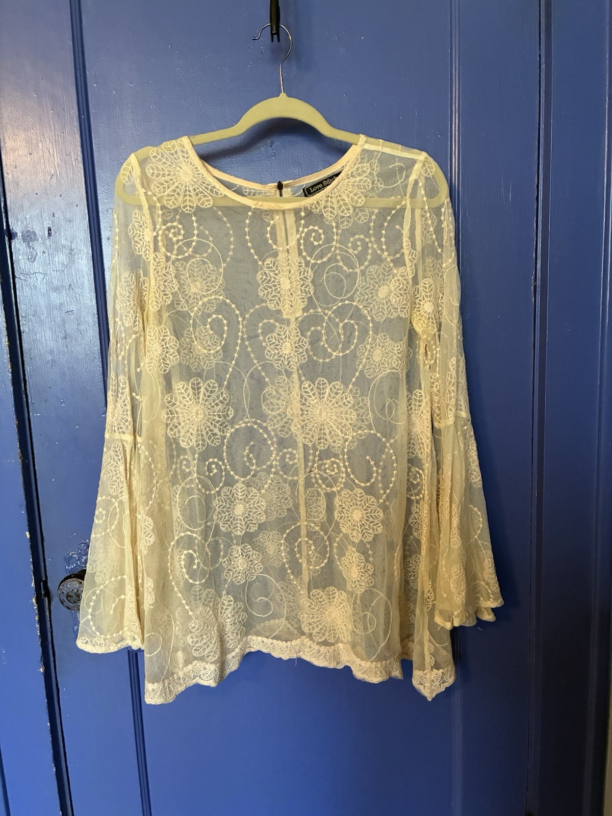 Love Stitch Light Pink Flowing Blouse/Mini Dress. Hippie/Boho/Gypsy Style. Sz M
