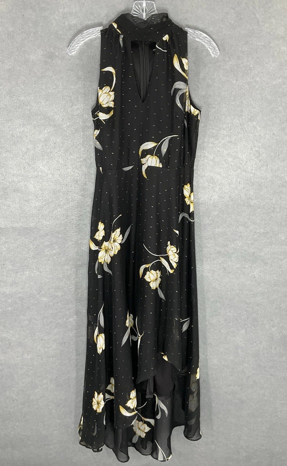 White House Black Market Dress Women 2 Halter Cutout Dark Floral Sleeveless Maxi