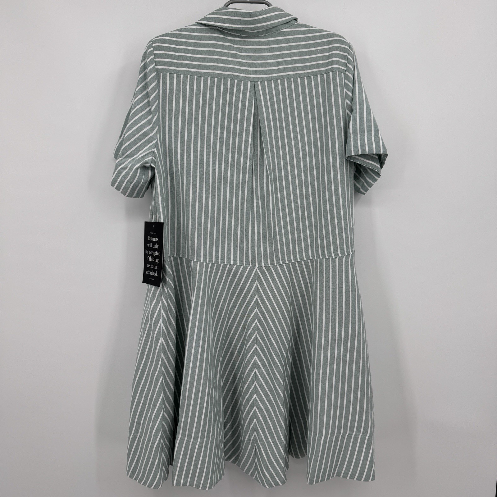 Tuckernuck Celadon Green Stripe Meryl Shirt Dress sz L NWT Fit-and-Flare Mini