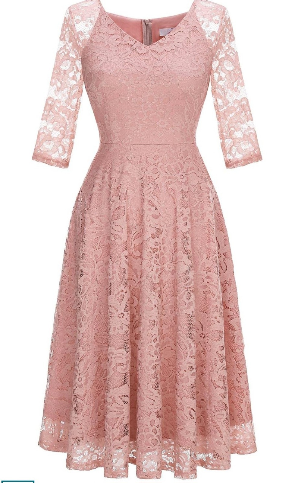 Dressystar Women’s Pink Lace Long Sleeve Midi Cocktail Dress – Size 2XL Used