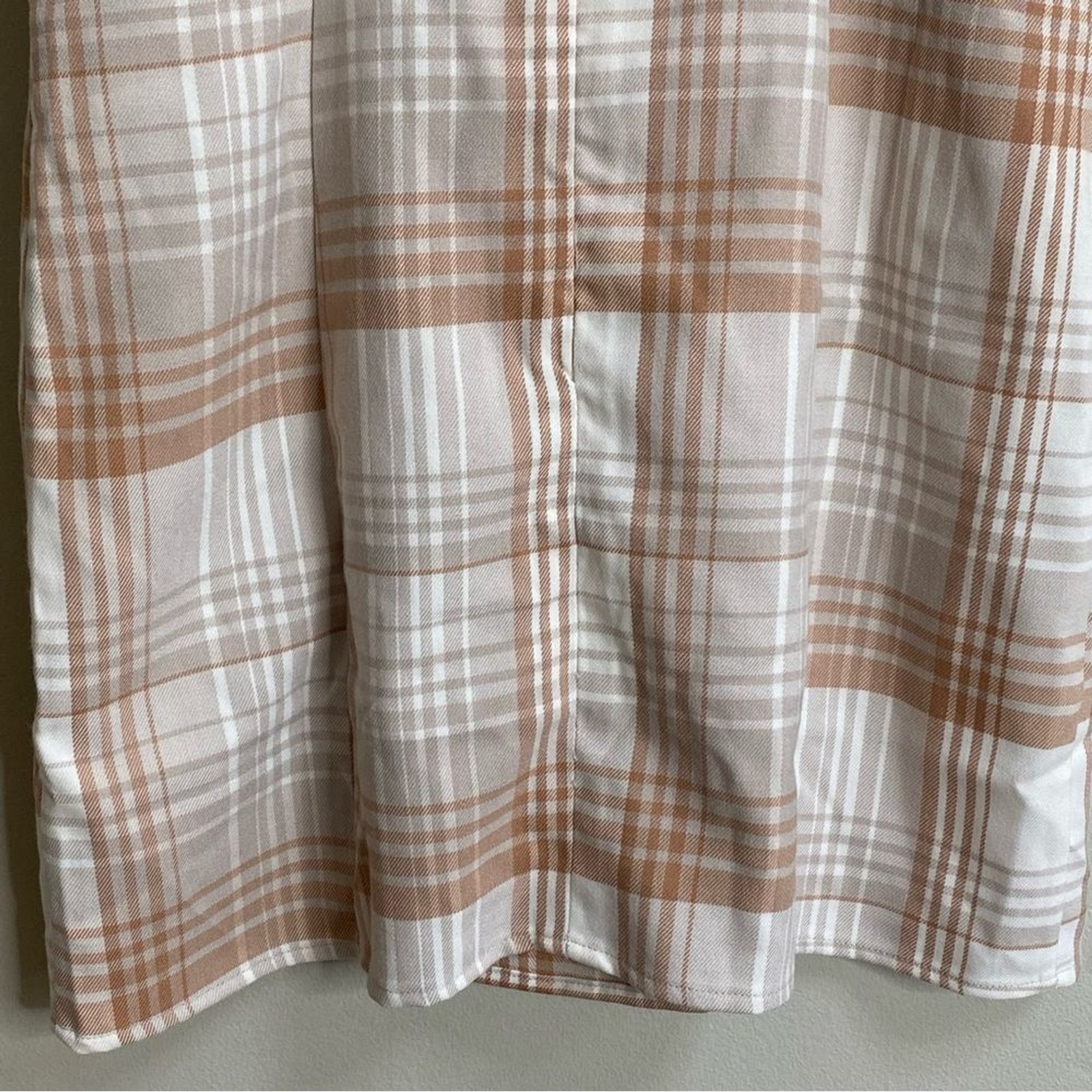 NWT Aeropostale Cream Tan Plaid Y2K Mini Dress Size Small