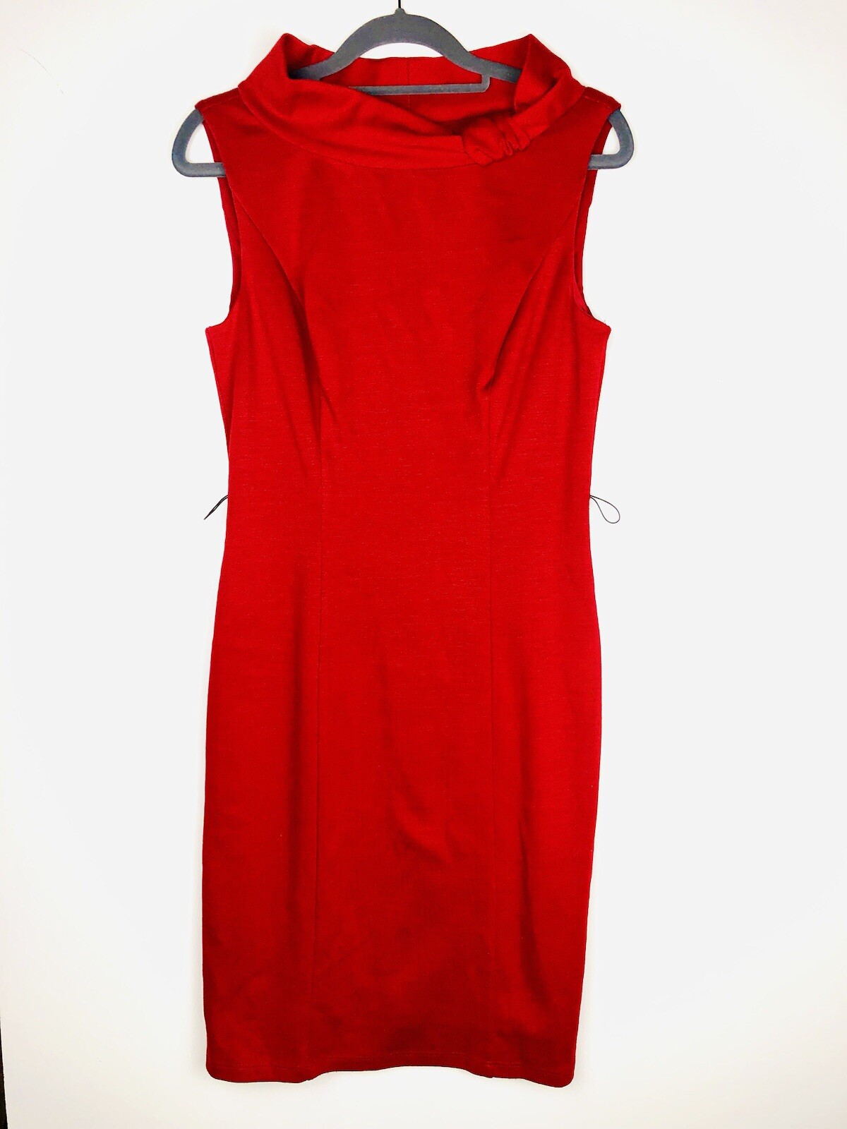 MUSE Womens 6 Red Dress Sleeveless Collar Sheath Shift Cocktail Party Round Neck