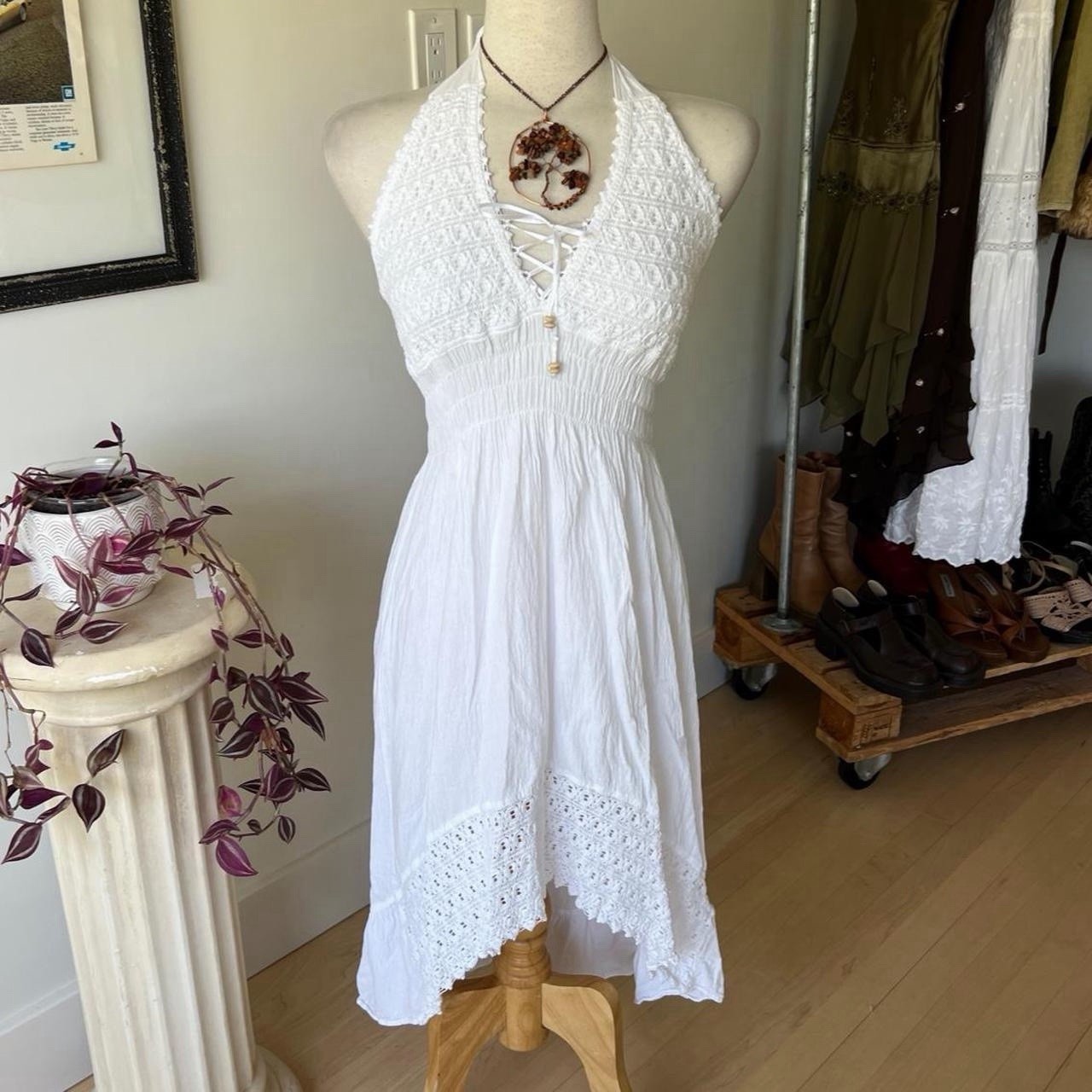 Crochet Halter Summer Dress Women’s Size Small