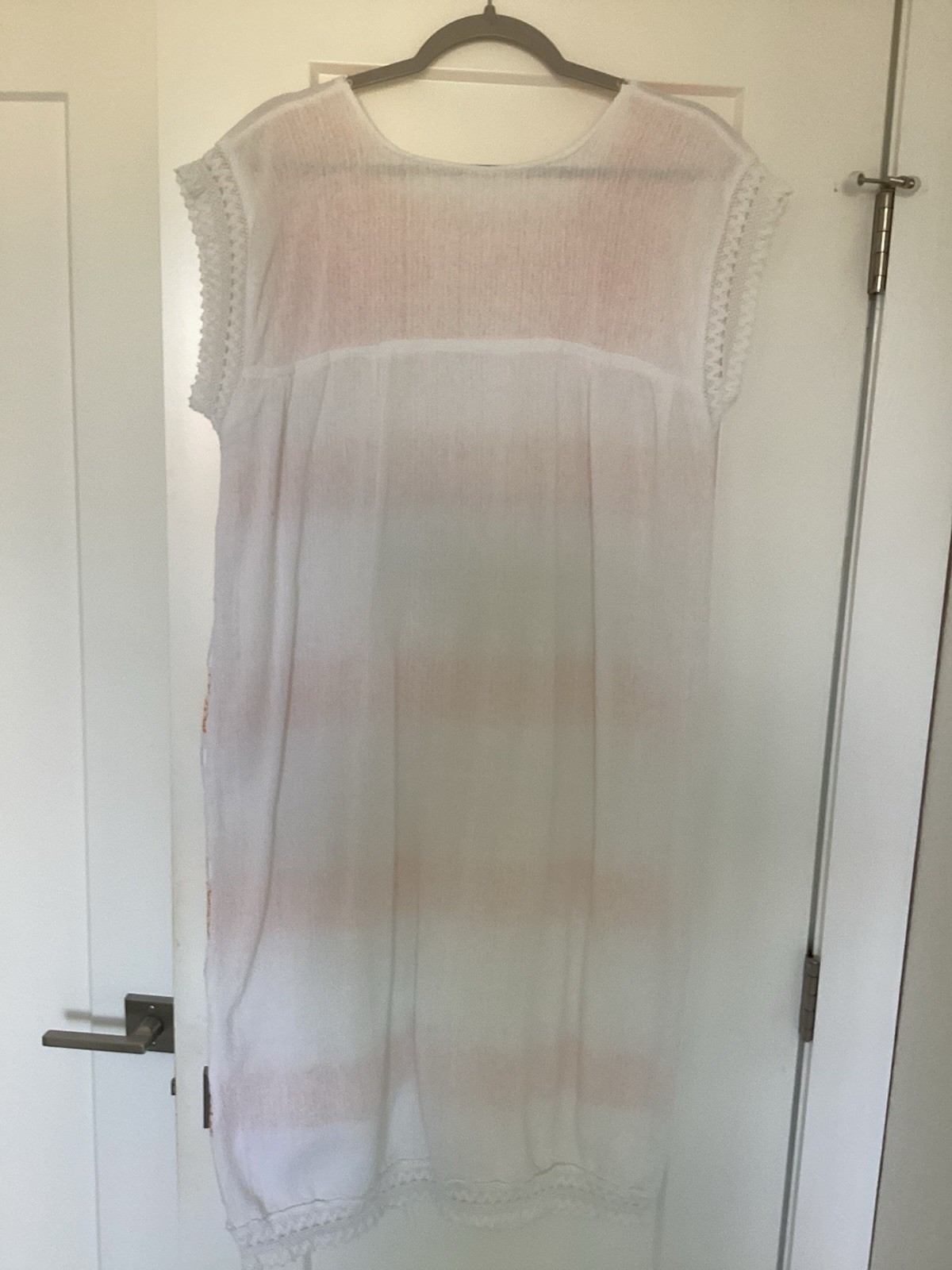 NWOT Beautiful White And Orange Cotton Women’s Mexican Dress One size