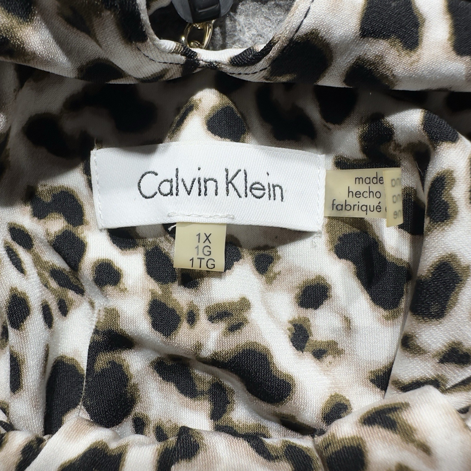 Calvin Klein Pullover Leopard Print Sleeveless Stretch Dress Sz 1X