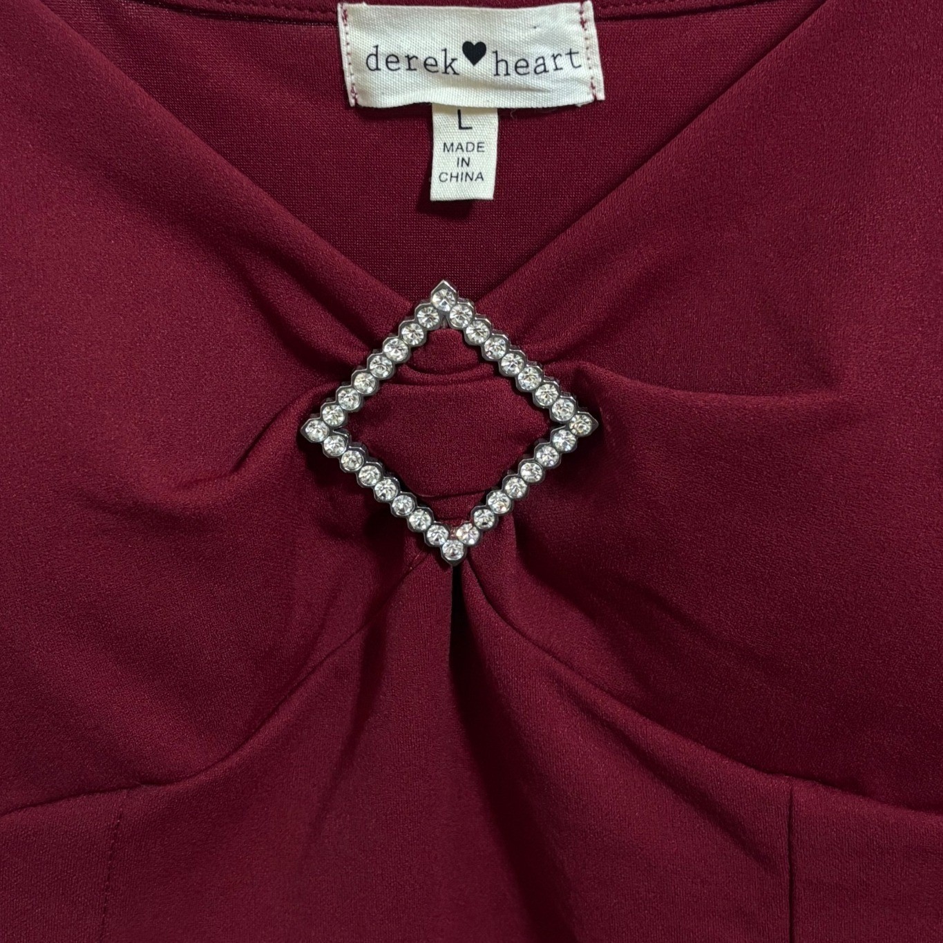 Derek Heart Burgundy Ruffle Flutter Sleeve Rhinestone Mini Dress Coquette L NEW
